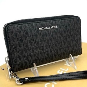 Michael Kors Large Flat Mf Phone Case Wallet Leather Black
